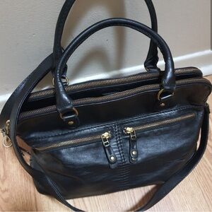 Roots Black Leather Bag
